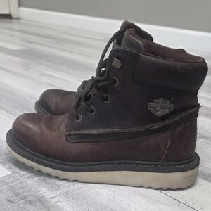 Harley-Davidson Womens Dark Brown Leather Chukka Boots with Cream Sole